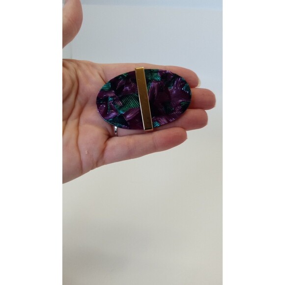 Vintage Signed Silhouette 5010/2 2136 Purple & Green Lucite Brooch Pin - Picture 5 of 6